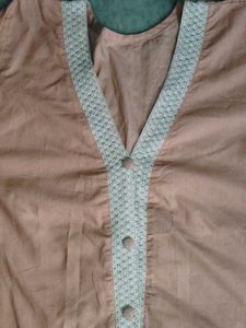 Peach Kurta Set with White Pants