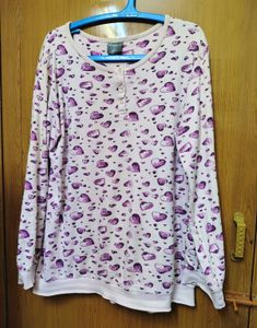 3xl - Cute Heart Print Long Sleeve Top