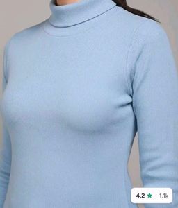 Light Blue Turtleneck Top