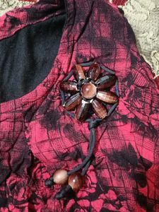 maroon  &amp; Black Ruffle Top