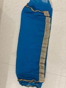 blue dupatta with golden border