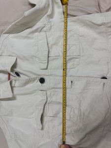 H&amp;M White Cropped Denim Jacket