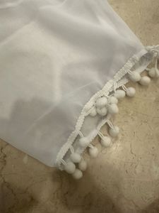 Sheer White Pom-Pom Swim Cover-Up