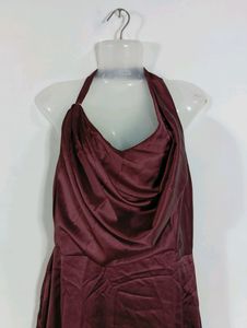 Burgundy Plain Casual Western Dress (Women)