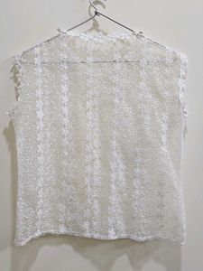 Sheer White Lace Flower Top