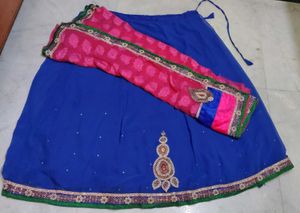 Beautiful Blue & Pink Embroidered Lehenga Choli