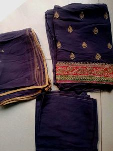 Elegant blue suit material  with Gold Motifs
