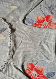 Ribbed Off-Shoulder Long Sleeve Top