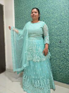 Elegant Teal Embroidered Lehenga Choli