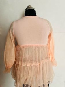 Peach Tulle Layered top