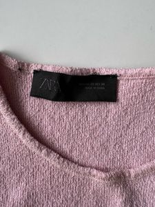 Zara Pink Textured Sleeveless Top