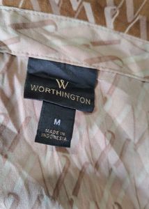 Worthington Women's Geometric Print Button-Down Sh