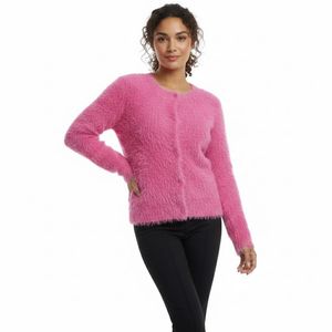 Fluffy Pink Knit Cardigan
