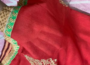 Elegant Red Embroidered Saree