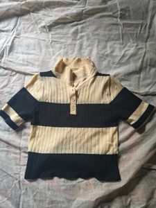Striped Ribbed Turtleneck Top
