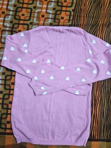 Pink Heart Print Sweater