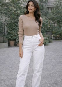 White Straight Leg Jeans