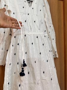Bohemian Boutique Cotton Dress with Adjustable Dra