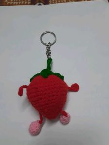 Cute Crochet Strawberry Keychain