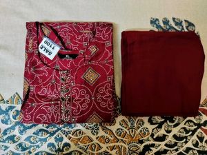 Stylish Red Printed Kurta Set