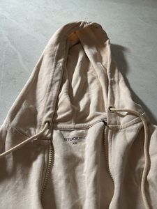 Cream Cropped Zip-Up Hoodie