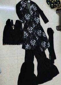 Stunning Black Sequined Kurta Set