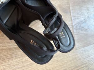 Elegant Black Slingback Heels with Crystal Embelli