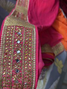 Vibrant Pink &amp; Orange Saree