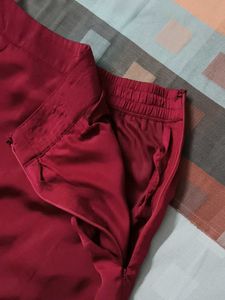 And Red One Shoulder Waterfall Skirt Co-ord Set