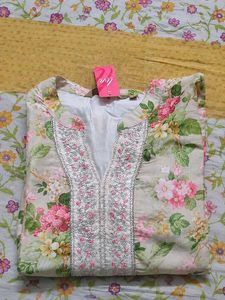 Elegant Floral Print Kurta