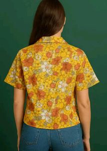 Retro Floral Print Short Sleeve Top