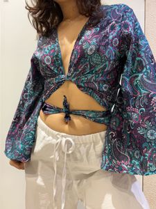 Bohemian Print Wrap Crop Top
