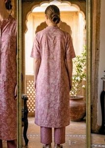 Pink Floral Print Kurta with pockets