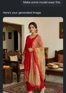 Elegant Red Kurta with Dupatta *"no lower*"