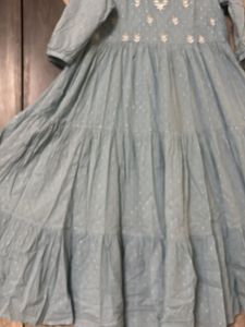 Elegant Blue Embroidered Dress