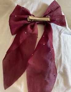 Burgundy Long tail Sparkle Hair Bow