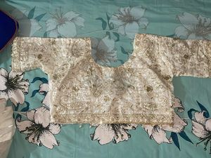 Embellished White Ethnic Blouse saree