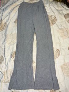 Grey Flare Leggings with Slit
