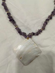 amethyst elegant necklace with shell pendent