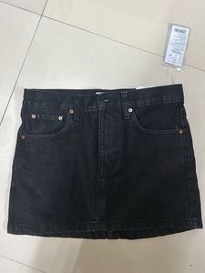 Black Denim Mango Mini Skirt