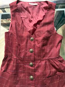 Chic Red Plaid Button-Up Dress
