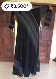 Striped Black Nida Umbrella Burqa Latest Design