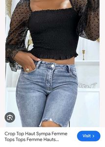 black off shoulder smocky top
