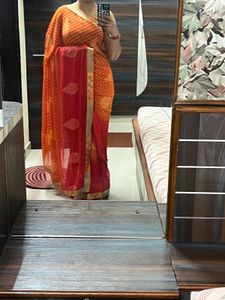 Elegant Red &amp; Orange Saree