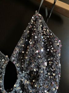 ✨ Forever 21 Grey-Blue Velvet Sequin Dress