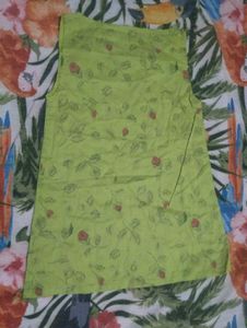 Light Green Floral Sleeveless Top