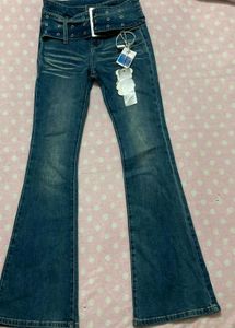 Vintage Flare Jeans with Embellished Belt
