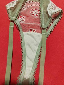 Primark Sage Green Lace Thong Panty