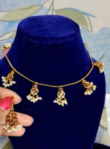 Necklace with Pearl Earrings Set