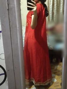 Red Embroidered gown